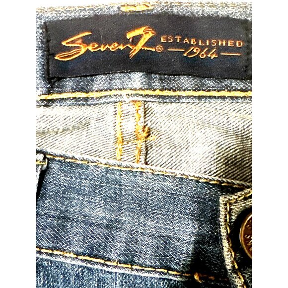 Seven7 Vintage Flared Jeans Floral Paisley Bell Bottom Design Leg Inserts Sz 32 - Picture 12 of 16